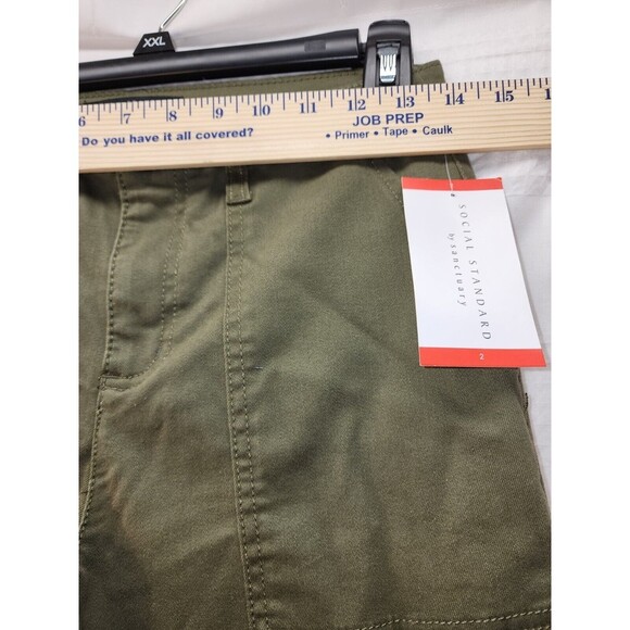 Social Standards Pants Womens Sz 2 Army Green Logan Utility Zipper Ankle - Picture 5 of 12